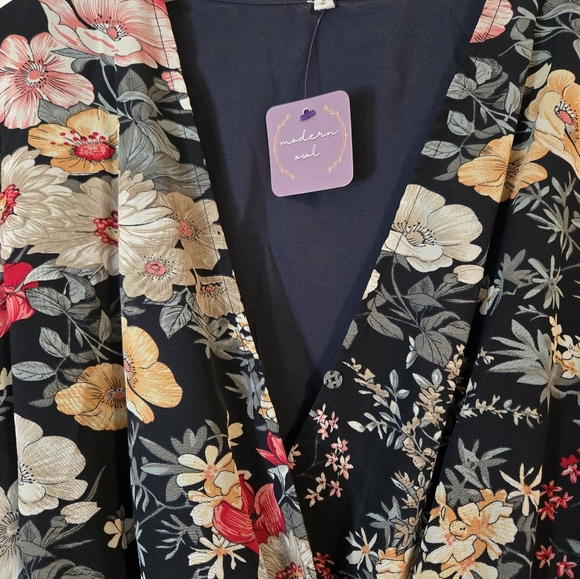 Flowy Floral Mini Dress with Waist Tie - Picture 5 of 5